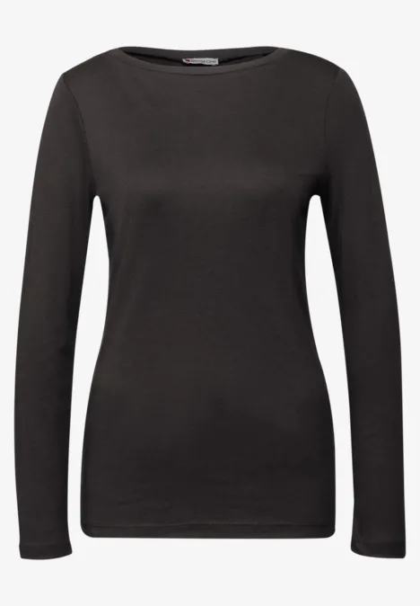 Basic Langarmshirt darkest brown