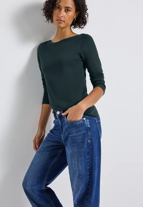T-shirt basique à manches longues evernight green