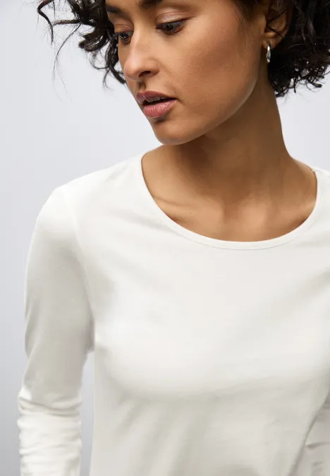 Basic Langarmshirt off white