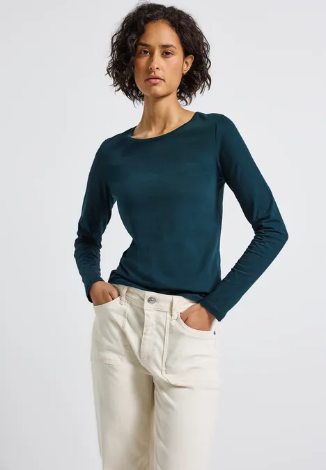 Basic shirt met lange mouwen tide blue