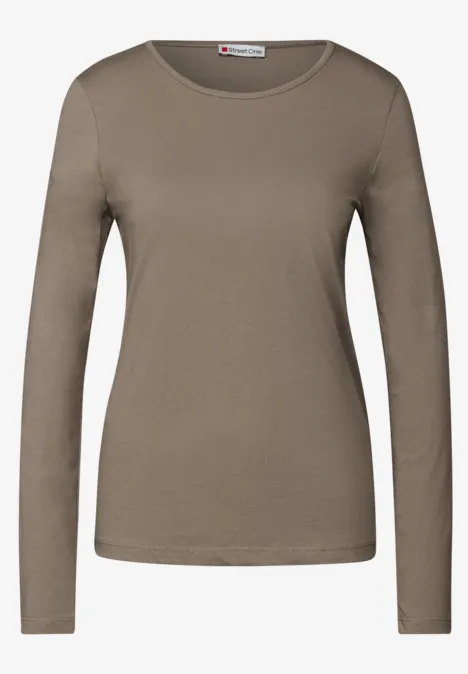 Basic Langarmshirt bark brown