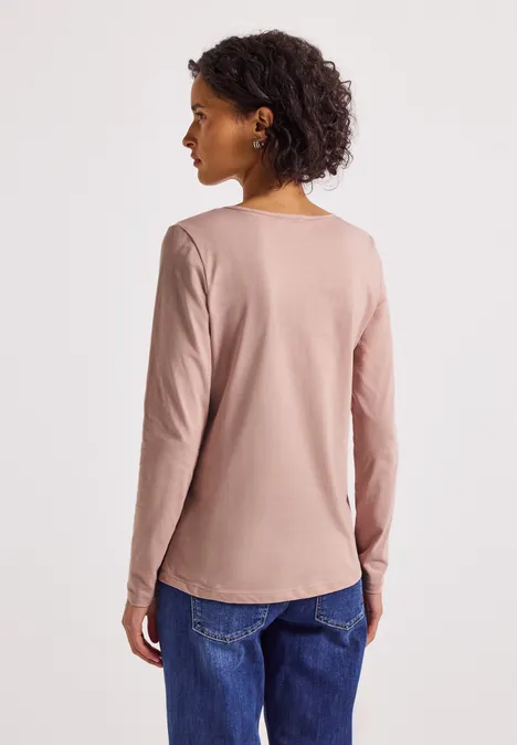 Basic Langarmshirt faded rose