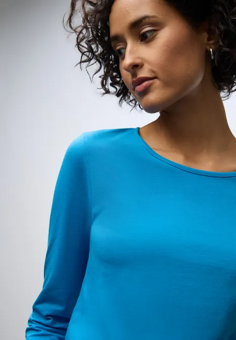 Basic shirt met lange mouwen polaris blue
