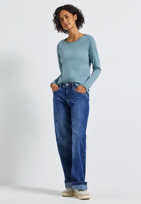 Basic Langarmshirt glacier blue