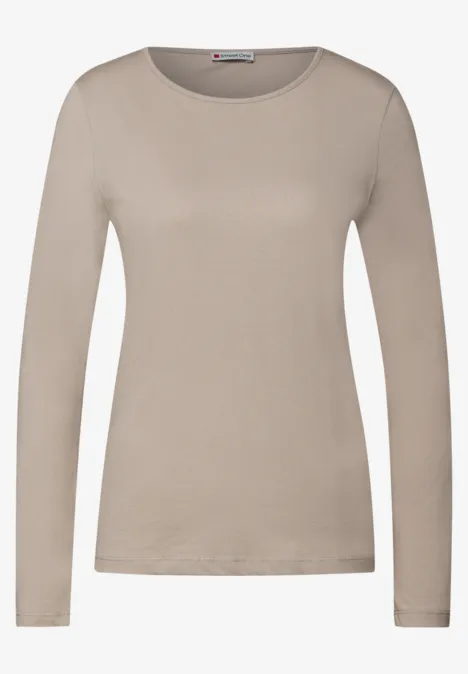 Basic Langarmshirt morning beige