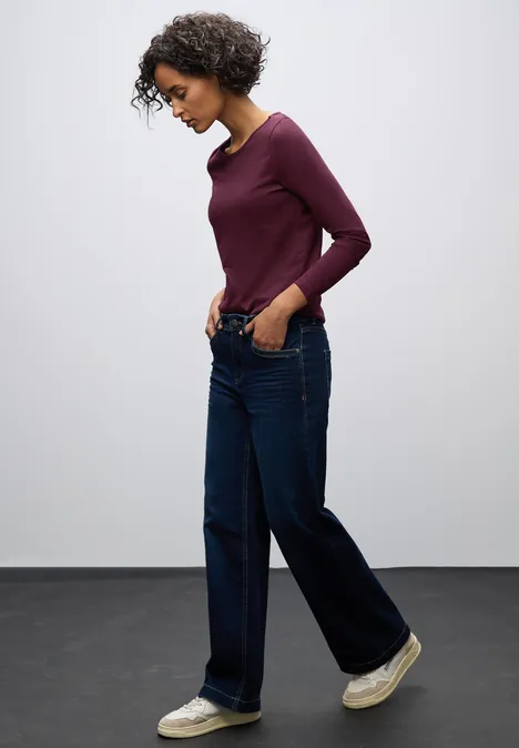 Basic Langarmshirt noble red