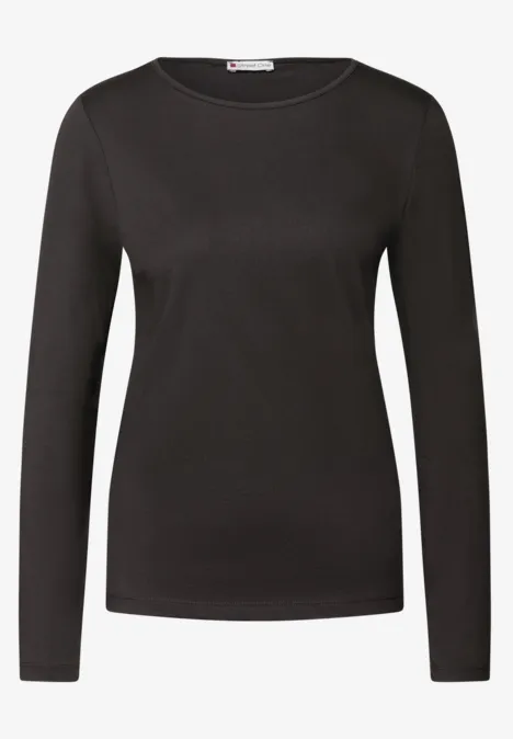 Basic Langarmshirt darkest brown