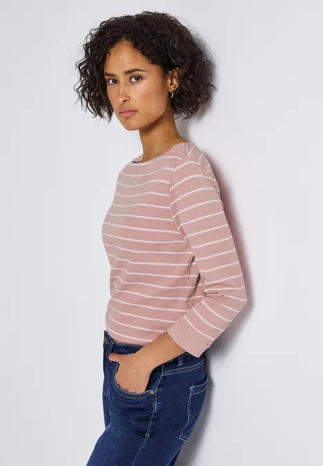Gestreiftes Basic Shirt faded rose