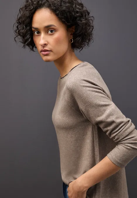 Softes Melange Shirt silk brown mel.