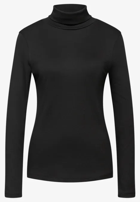 Basic Rollkragen-Shirt Black