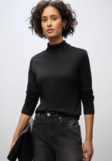 Basic Rollkragen-Shirt Black