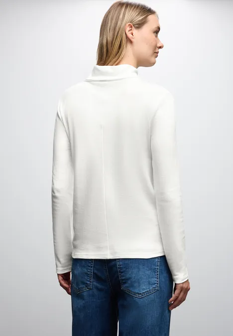 Basic Rollkragen-Shirt off white
