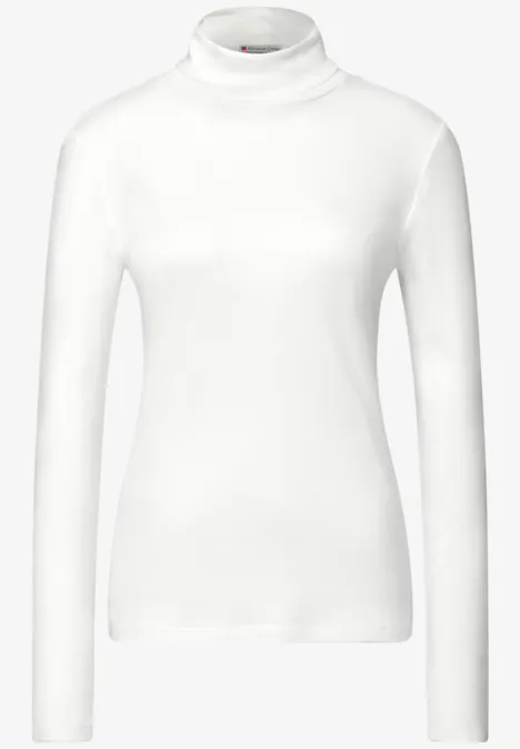 Basic Rollkragen-Shirt off white