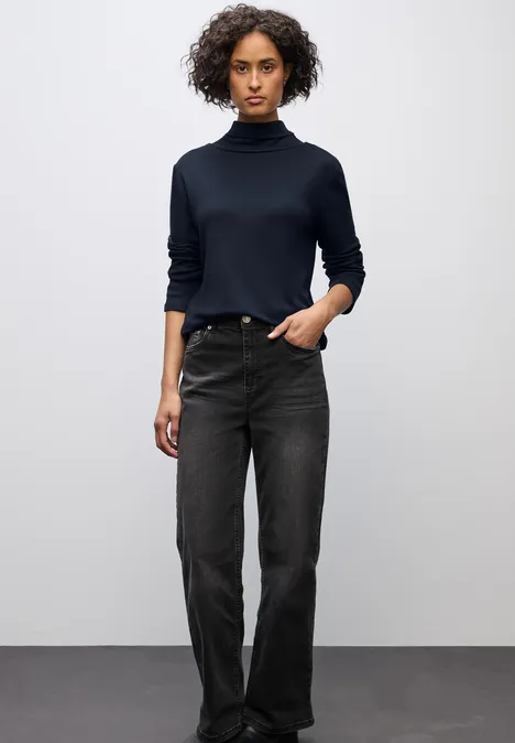 Basic Rollkragen-Shirt deep blue
