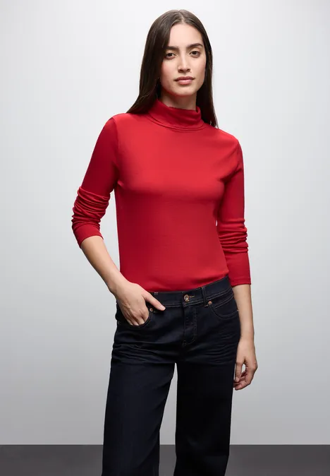 Basic Rollkragen-Shirt racing red