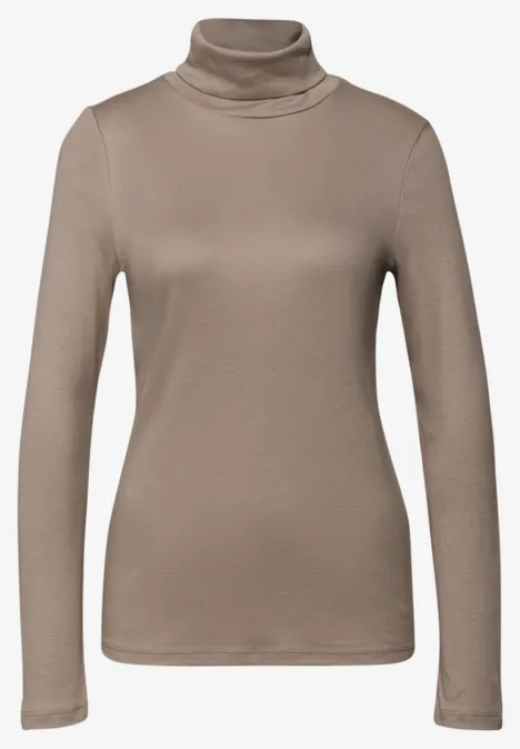 Basic Rollkragen-Shirt bark brown