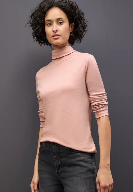 Basic Rollkragen-Shirt faded rose