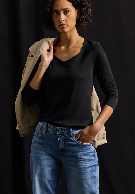 Shirt mit Carrée Ausschnitt Black