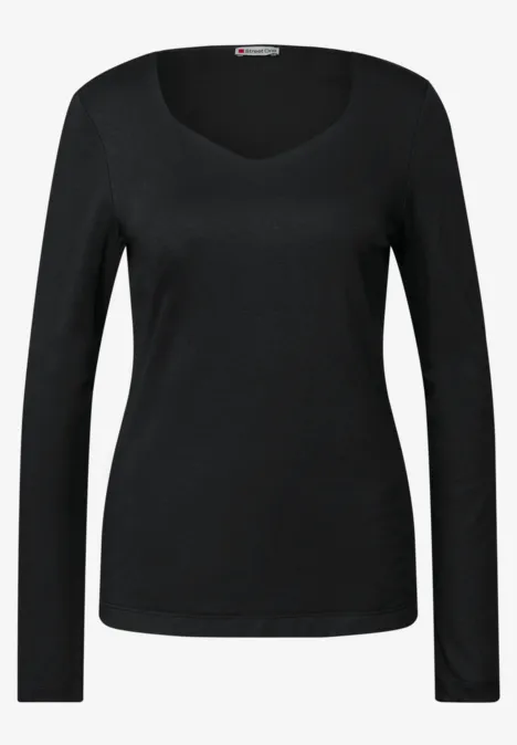 Shirt mit Carrée Ausschnitt Black