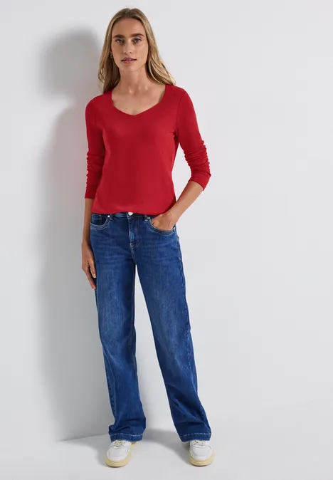 Shirt mit Carrée Ausschnitt racing red