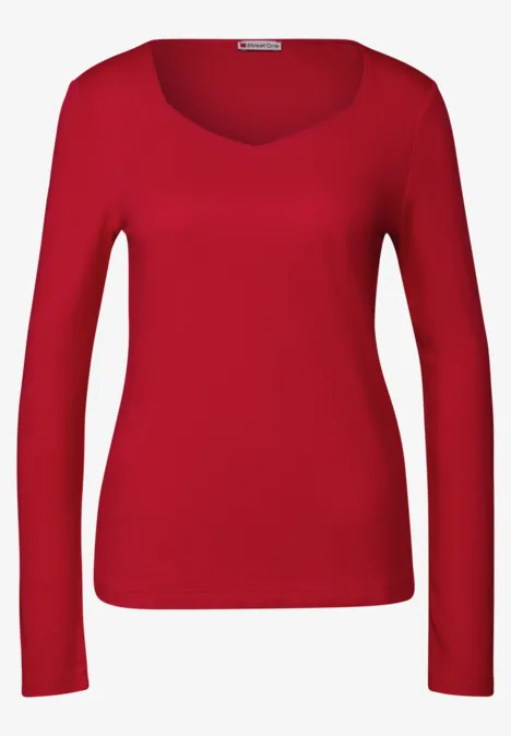 Shirt mit Carrée Ausschnitt racing red