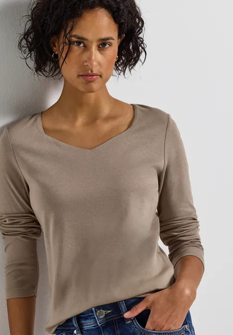 T-shirt avec encolure carrée bark brown