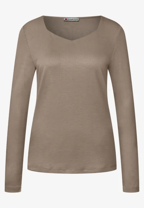 Shirt mit Carrée Ausschnitt bark brown