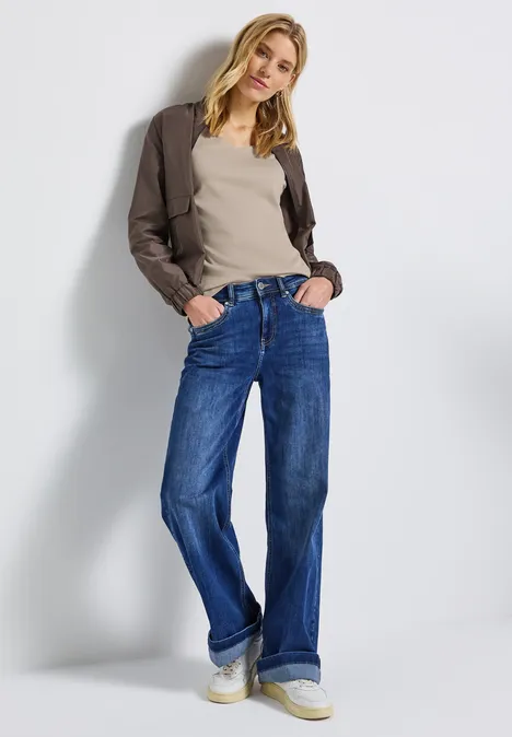 Shirt mit Carrée Ausschnitt morning beige