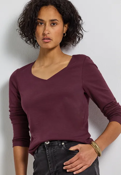 Shirt mit Carrée Ausschnitt noble red