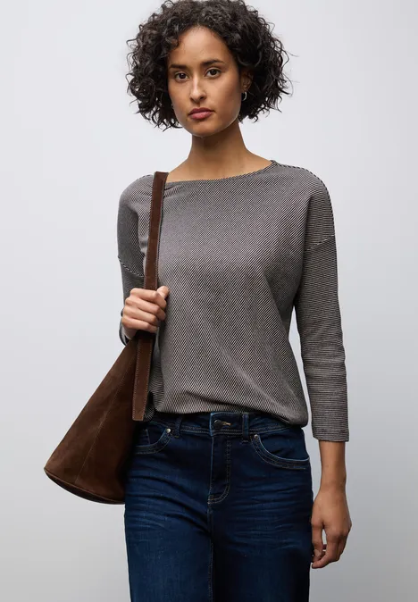 Shirt mit Rippstruktur deep roast brown