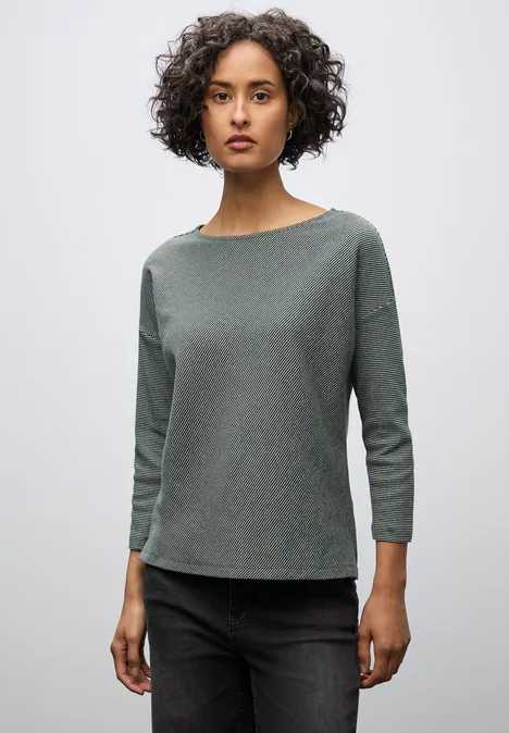 Shirt mit Rippstruktur evernight green