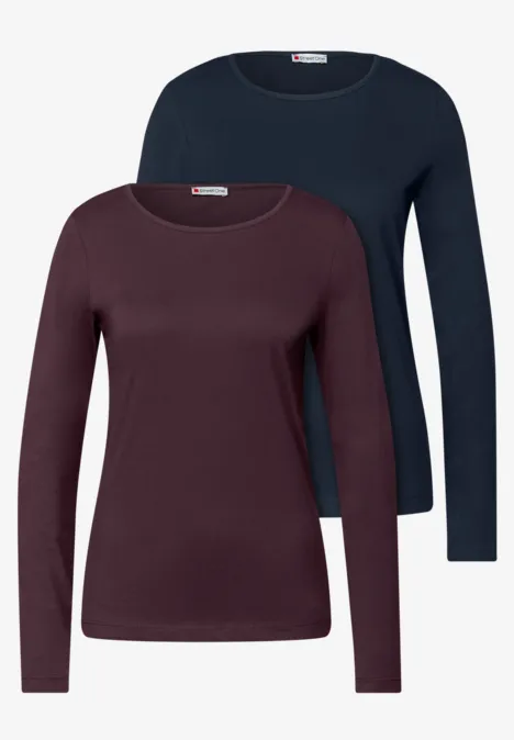 2er-Pack Langarmshirts deep blue/jazz berry