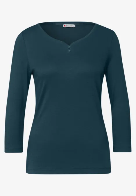 Basic shirt met knoopdetail tide blue