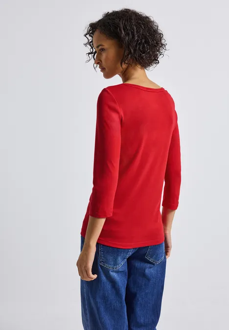 Basic shirt met knoopdetail racing red