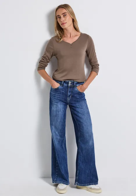 Basic Shirt mit Knopfdetail silk brown