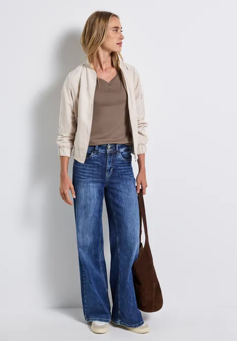 Basic shirt met knoopdetail silk brown