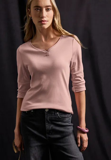 Basic Shirt mit Knopfdetail faded rose