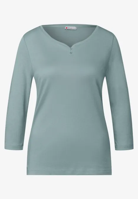 Basic Shirt mit Knopfdetail arona blue