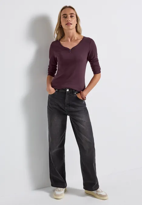 Basic shirt met knoopdetail Jazz Berry