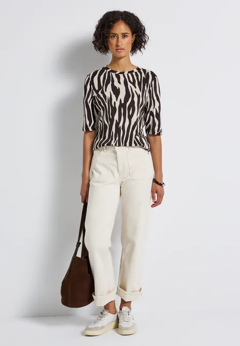 Basic Shirt met rimpels deep roast brown