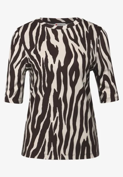 T-shirt basique avec fronces deep roast brown