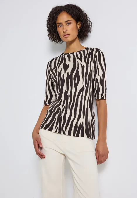 Basic Shirt met rimpels deep roast brown