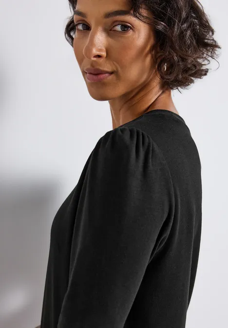 Basic Shirt met rimpels Black
