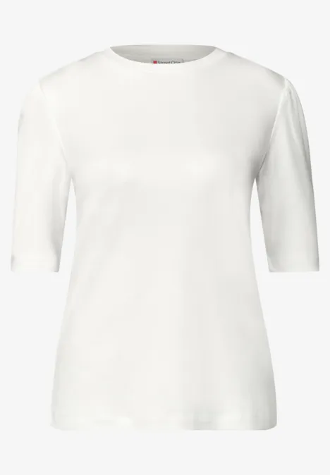 Basic T-Shirt mit Raffung off white
