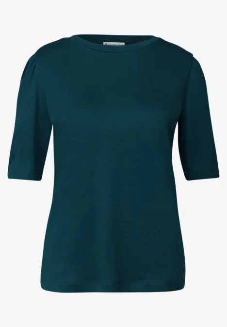 Basic T-Shirt mit Raffung tide blue