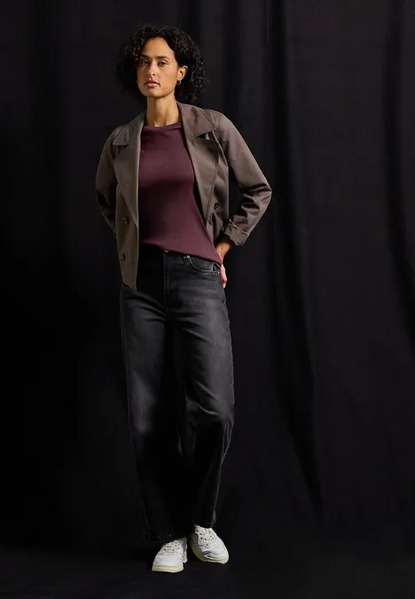 Basic Shirt met rimpels Jazz Berry