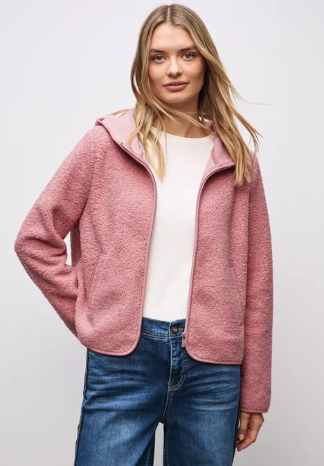 Teddyjas met capuchon powder pink