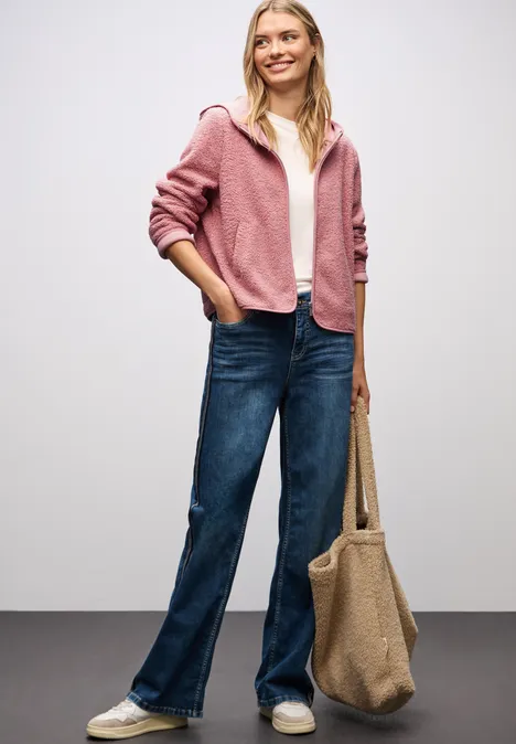 Teddyjas met capuchon powder pink