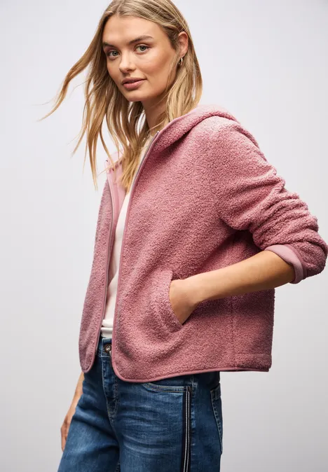Teddyjas met capuchon powder pink
