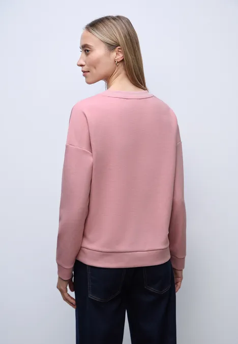 Shirt met geribd detail powder pink mel.